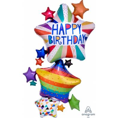 P70 Birthday Stars A34575 Foil Balloon
