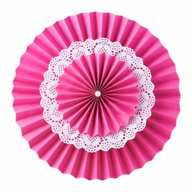 35cm Paper Fan Set (Hot Pink)