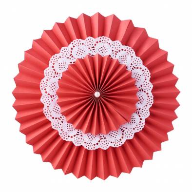 35cm Paper Fan Set (Red)