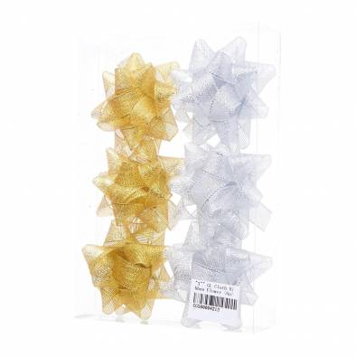 3" Glitter Cloth Ribbon Flower (6pcs)