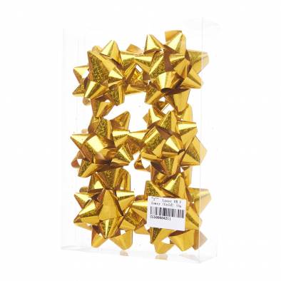 3" Shiny Laser Ribbon Flower (Gold) (6pcs)