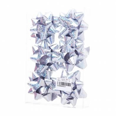 3" Shiny Laser Ribbon Flower (Silver) (6pcs)