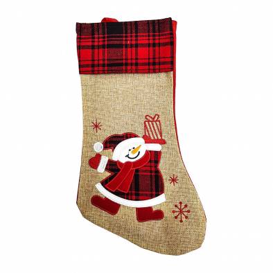 42cm Designed Jute Christmas Sock (Snowman)