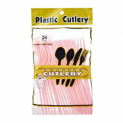 Solid Colour Plastic Fork (Baby Pink)
