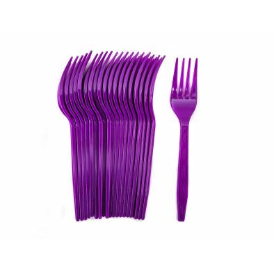 6.5inch Solid Colour Plastic Fork (Purple) (20pcs)