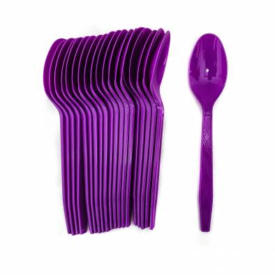 6.5inch Solid Colour Plastic Spoon (Purple) (20pcs)