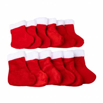 6inch Red Velvet Christmas Sock (12pcs)