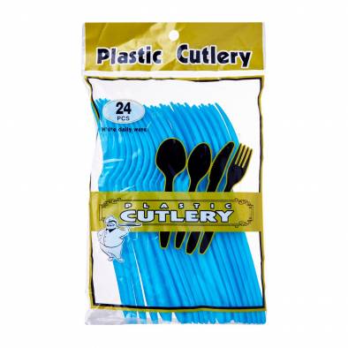 Solid Colour Plastic Fork (Baby Blue)