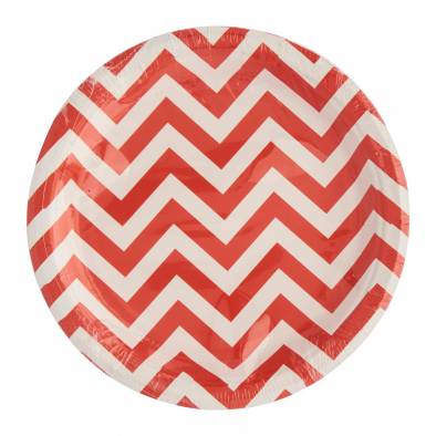 Big Wave Design Paper Plates (Red)