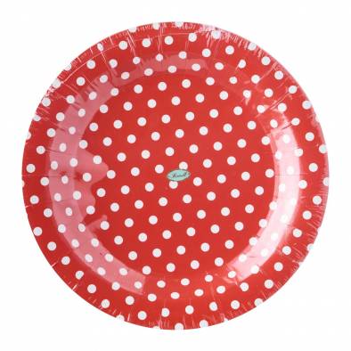 Polka Dots Paper Plates (Red)