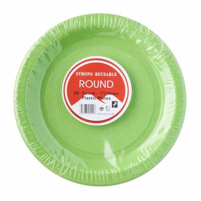 Round Solid Color Plastic Plates (Green)