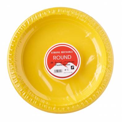 Round Solid Color Plastic Plates (Yellow)