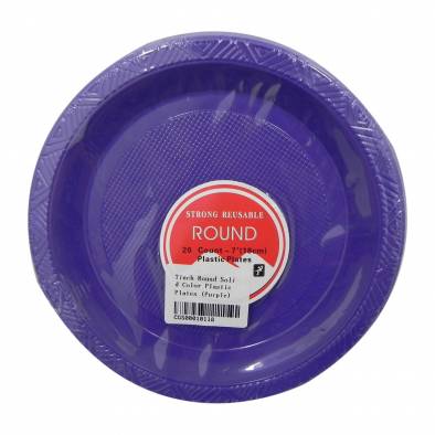 Round Solid Color Plastic Plates (Purple)