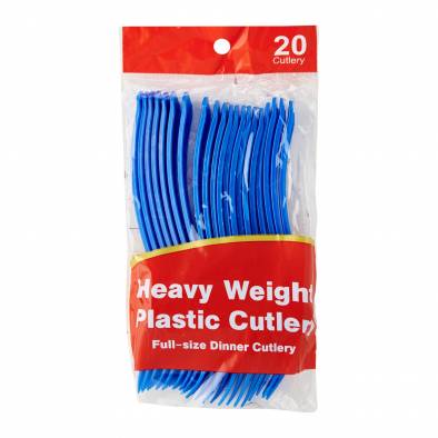 Solid Colour Plastic Fork (Blue)