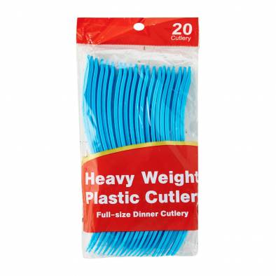 Solid Colour Plastic Fork (Light Blue)