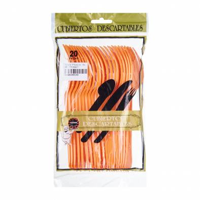 Solid Colour Plastic Fork (Orange)