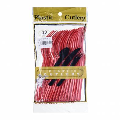 Solid Colour Plastic Fork (Red)