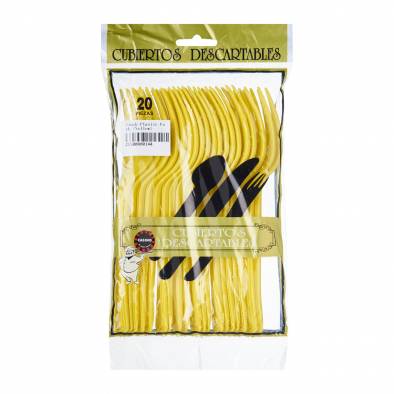 Solid Colour Plastic Fork (Yellow)