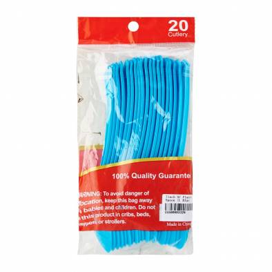 Solid Colour Plastic Spoon (Light Blue)