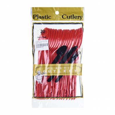 Solid Colour Plastic Spoon (Red)