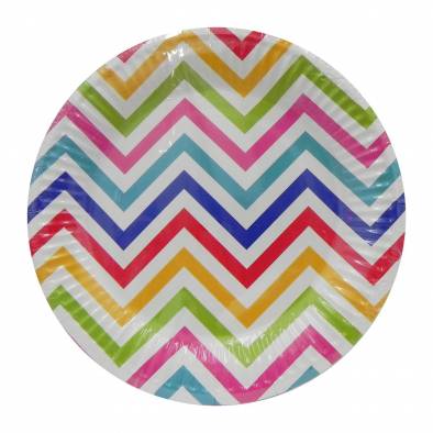 Big Wave Design Paper Plates (Rainbow)