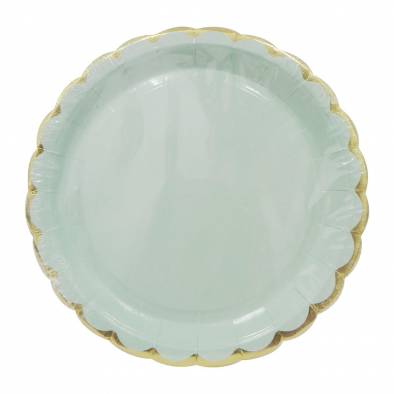 Shiny Scallop Edge Paper Plates (Mint Green)