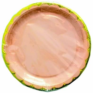 Shiny Scallop Edge Paper Plates (Peach)