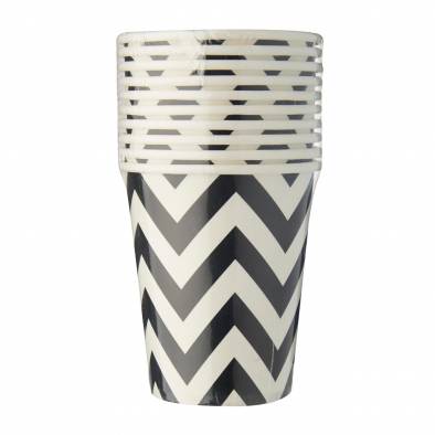 Big Wave Design Paper Cups (Black)