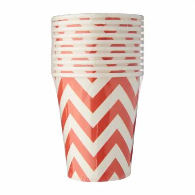 Big Wave Design Paper Cups (Red)
