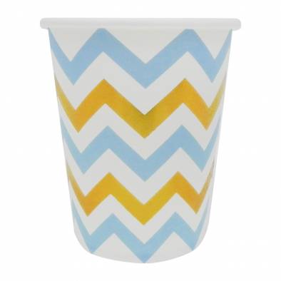 Shiny Wave Paper Cups (Baby Blue/Gold)