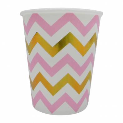 Shiny Wave Paper Cups (Pink/Gold)