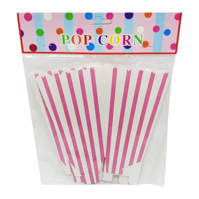 Striped Popcorn Cup (Pink) (6pcs)