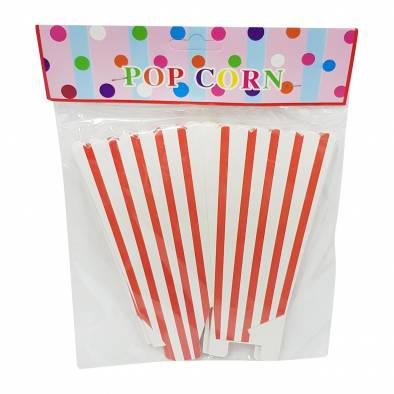 Striped Popcorn Cup (Red) (6pcs)