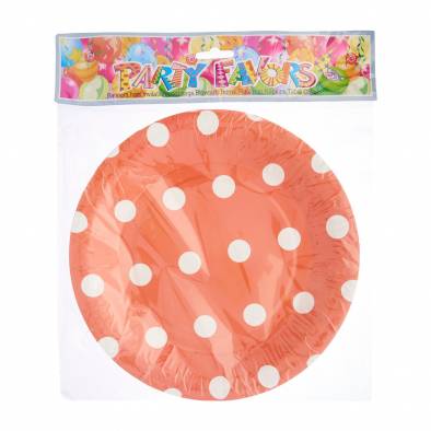Big Polka Dots Paper Plates (Orange)
