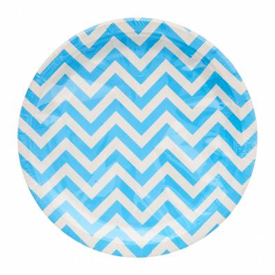 Big Wave Design Paper Plates (Baby Blue)