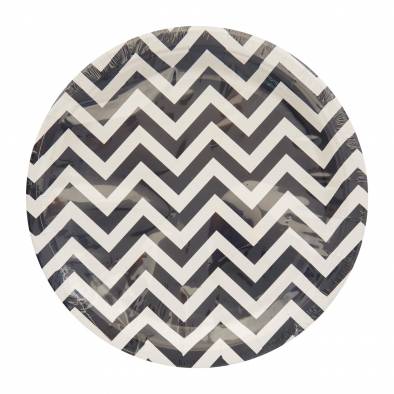 Big Wave Design Paper Plates (Black)