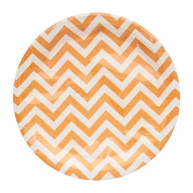 Big Wave Design Paper Plates (Orange)