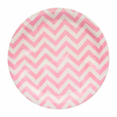 Big Wave Design Paper Plates (Pink)