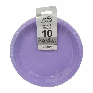 Round Solid Color Plastic Plates (Lavender)