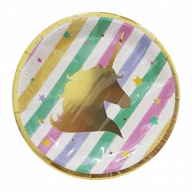 Shiny Unicorn Paper Plates
