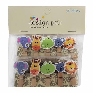 Animal Wooden Pegs (Assorted Colors) (10pcs)