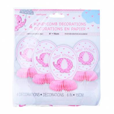 Baby Shower Honeycomb Decoration (Pink) (4pcs)