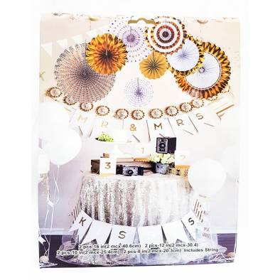Shiny Paper Fans Set JQ80167 (Gold) (8pcs)