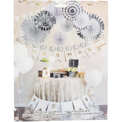 Shiny Paper Fans Set JQ80208 (Silver) (8pcs)