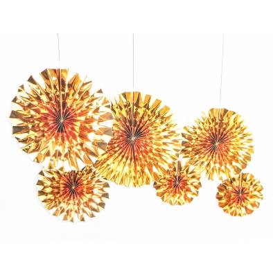 Shiny Paper Fans Set JQ80187 (Gold) (6pcs)