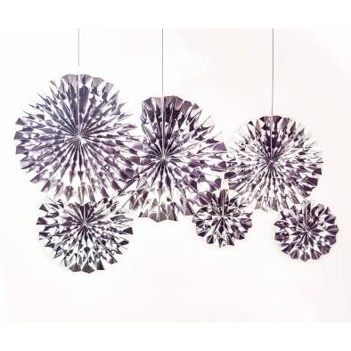 Shiny Paper Fans Set JQ80188 (Silver) (6pcs)