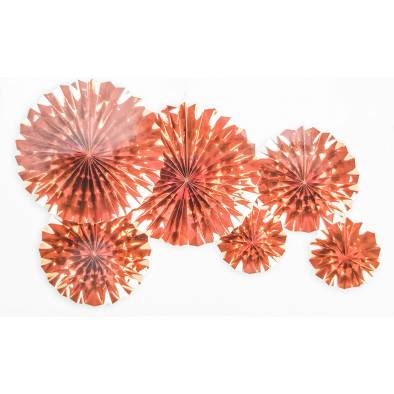 Shiny Paper Fans Set JQ80209 (Rose Gold) (6pcs)