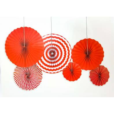 Paper Fan Set Decoration JQ80171 (Red) (6pcs)