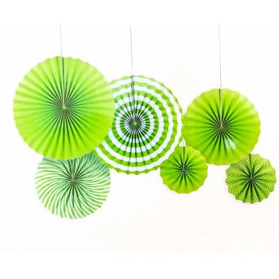 Paper Fan Set Decoration JQ80175 (Green) (6pcs)
