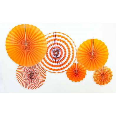 Paper Fan Set Decoration JQ80173 (Orange) (6pcs)